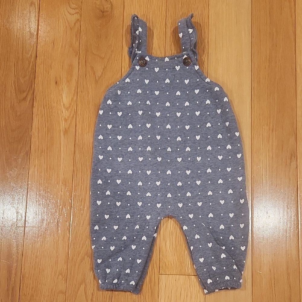 Old Navy- White Heart Print Overalls